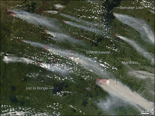 Fires in Central Canada