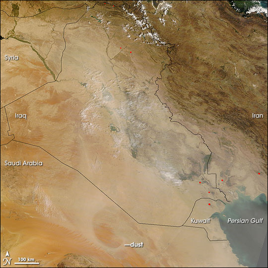 Dust over Iraq and Saudi Arabia