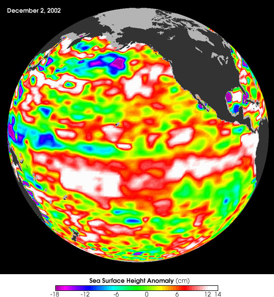 Pacific Ocean Shows Higher Than Normal Sea Surface Heights