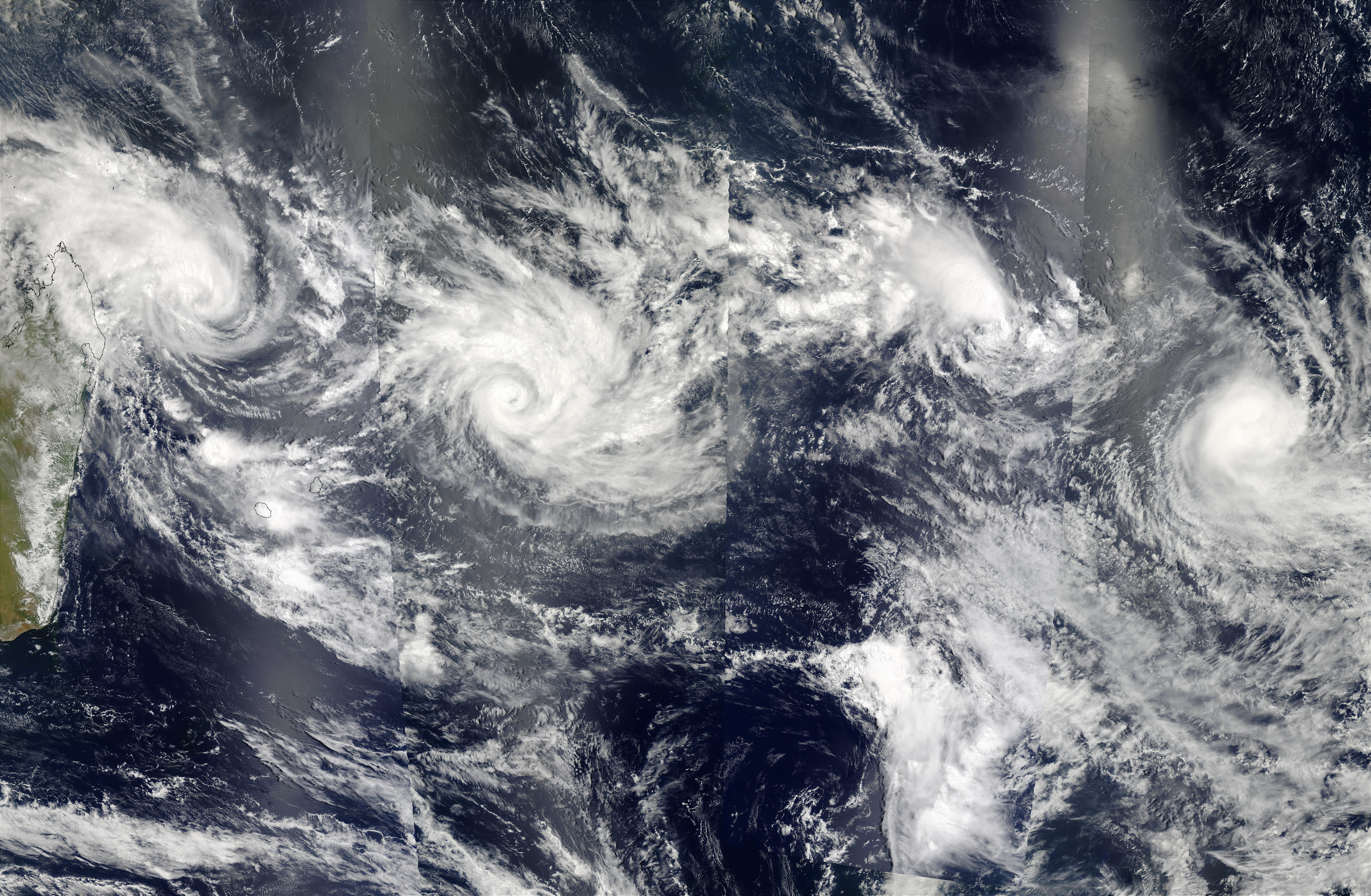 Four Cyclones in the Indian Ocean - related image preview