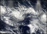 Four Cyclones in the Indian Ocean