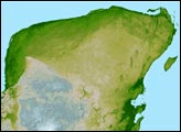 Relief Map, Yucatan Peninsula, Mexico