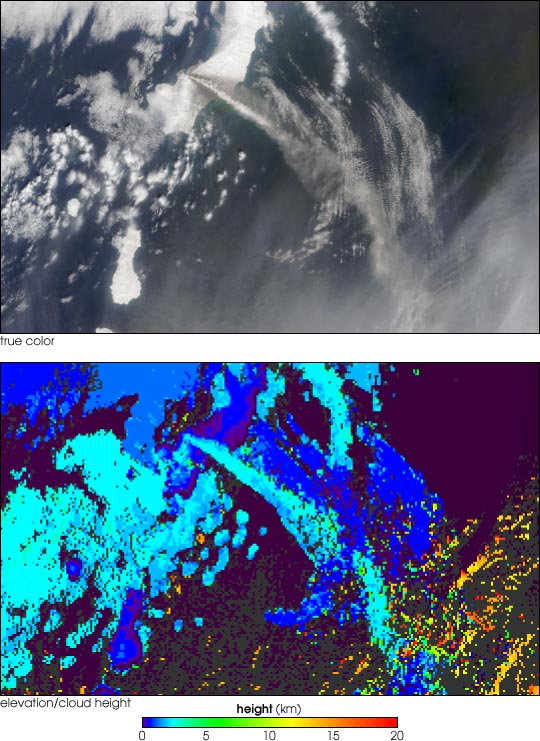 Height and Motion of the Chikurachki Eruption Plume