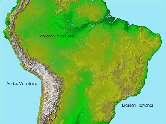 Topography of South America