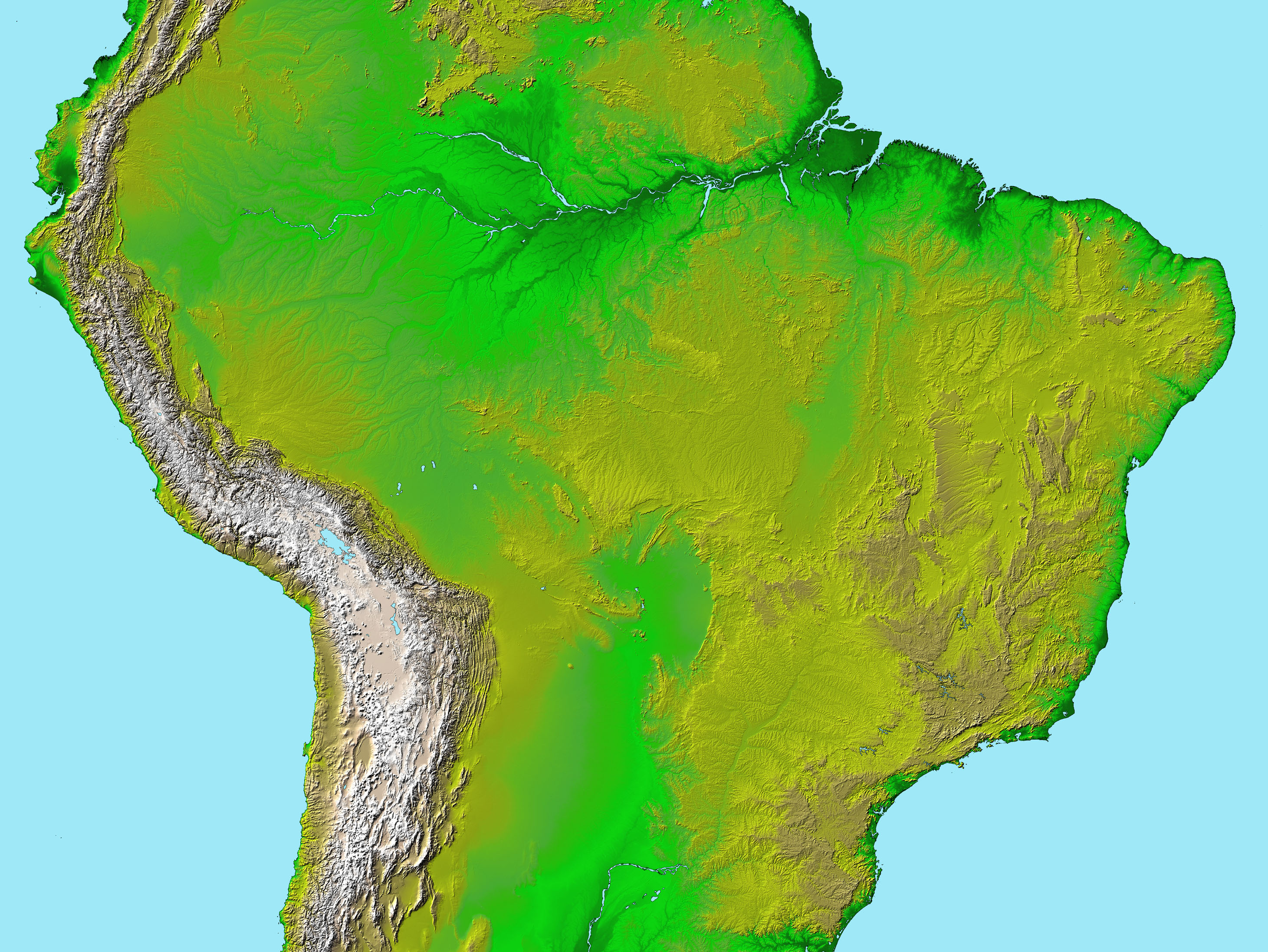 Elevation Map Of South America Topography of South America