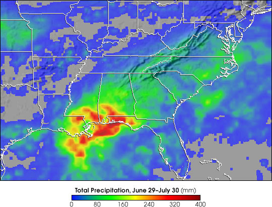 Rainfall Totals from Tropical Storm Bill