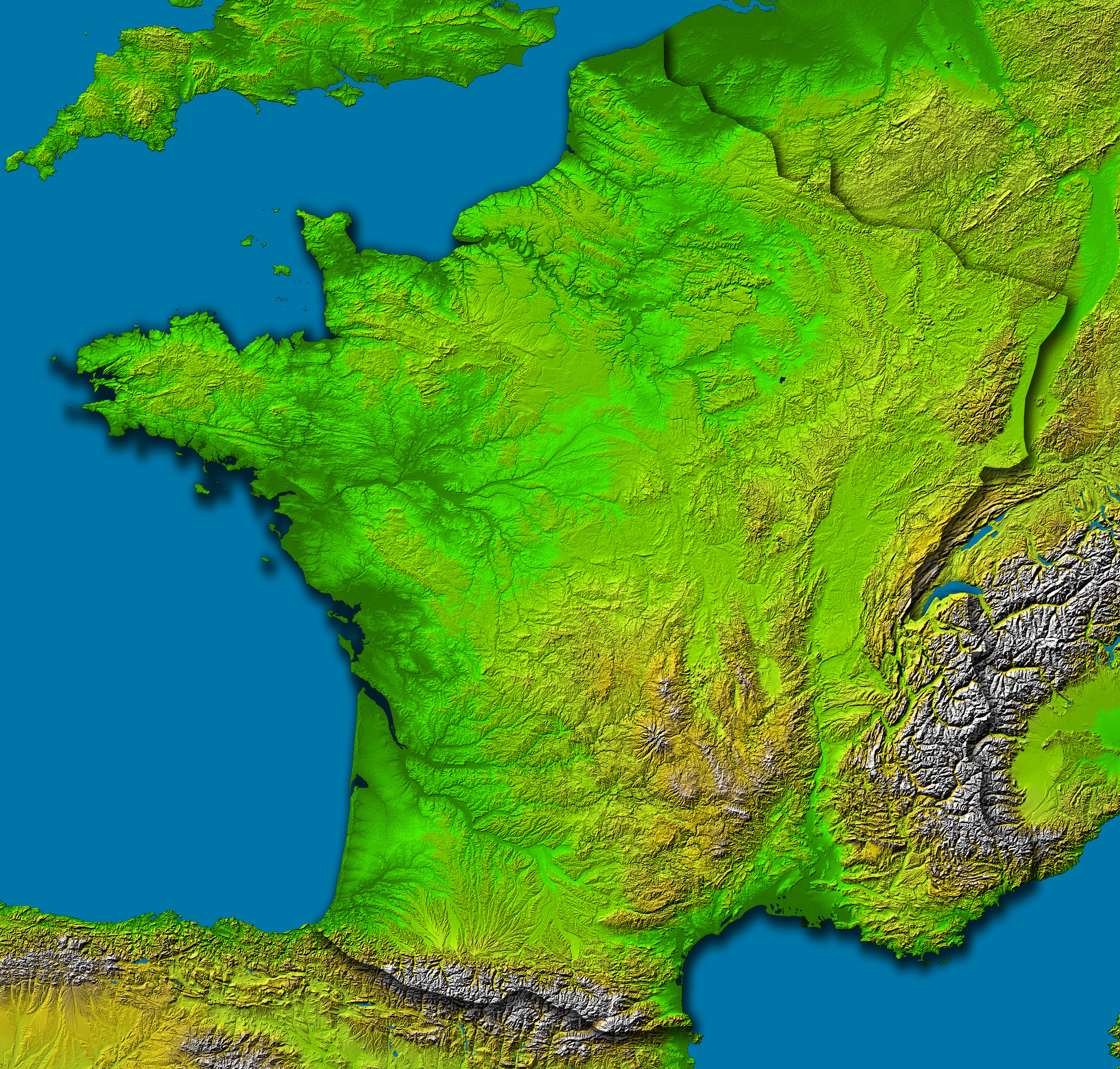 Topographic Map Of France The Topography of France