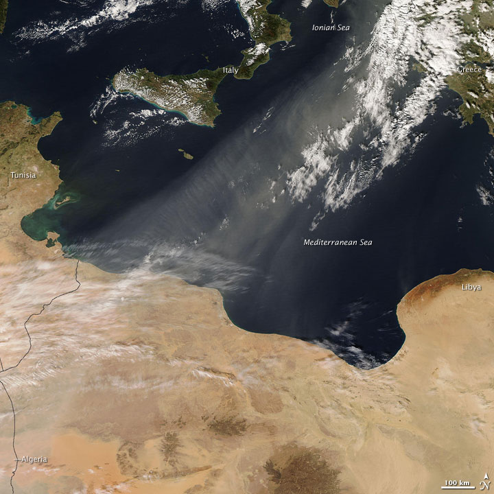 Dust over the Mediterranean Sea