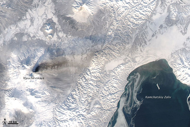 Ash Plume from Klyuchevskaya Volcano