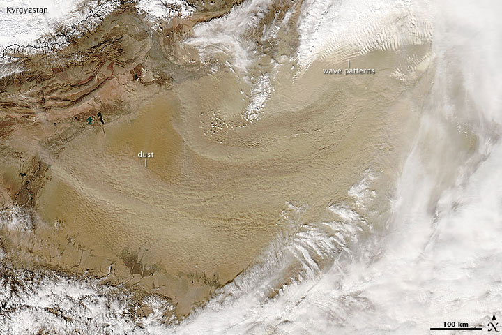 Dust Plumes over the Taklimakan Desert