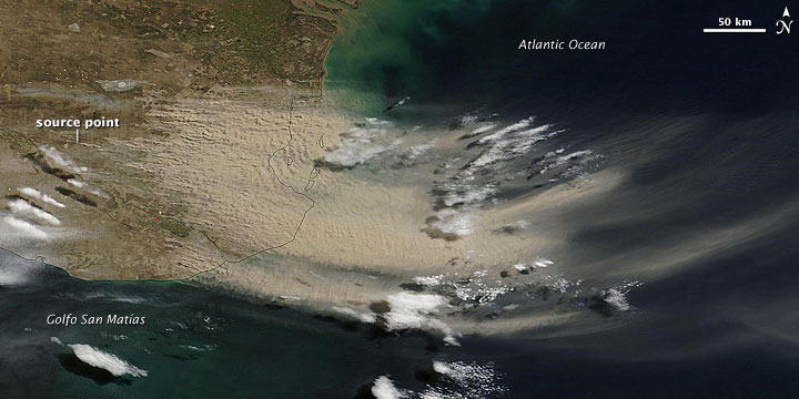 Dust Plumes off Argentina