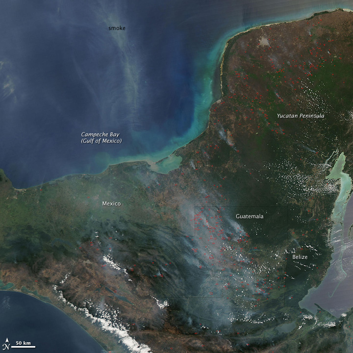 Fires in Southern Mexico and Central America