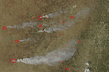 Fires in Texas and Oklahoma