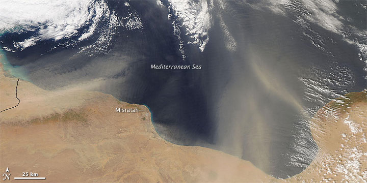 Dust Plumes off Libya