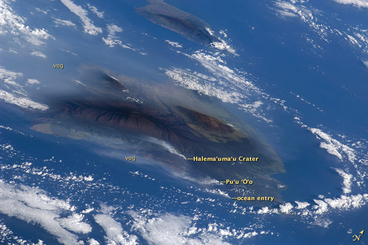 Hawaiian Vog Photographed from Space Shuttle 