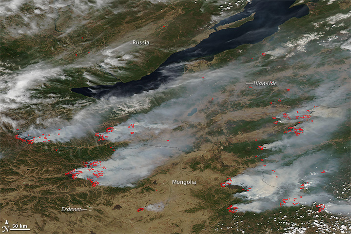 Fires in Russia and Mongolia