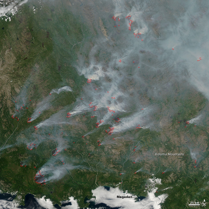 Fires in Magadan Region, Russia’s Kolyma Mountains