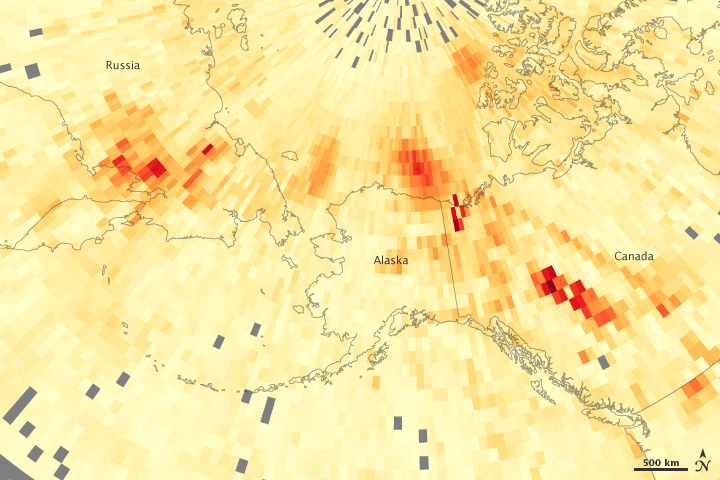 Smoke from Fires in Russia and Alaska