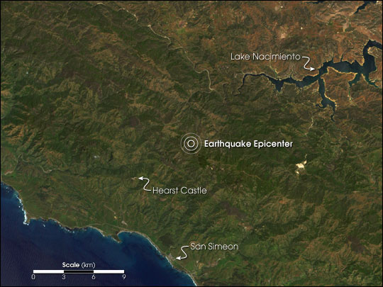 Earthquake near San Simeon, California