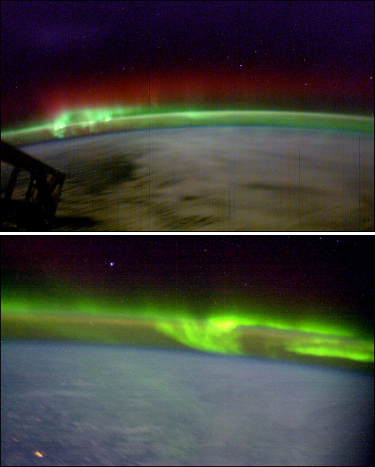 Photographs of Auroras from Space