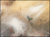 Dust and Smoke near Lake Chad