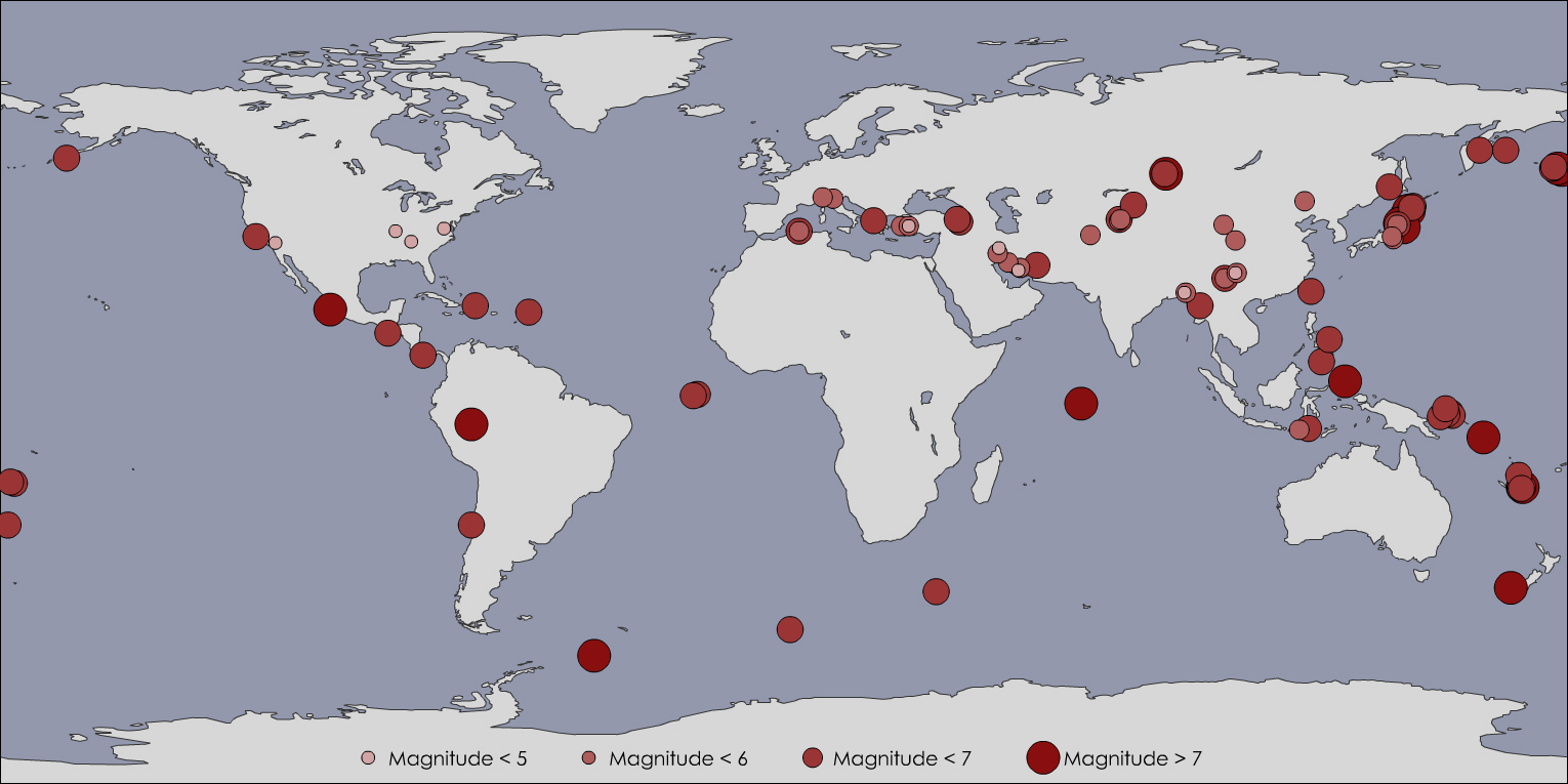 earthquakes map world