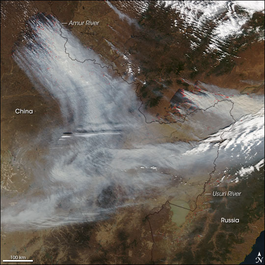 Fires in China and Far-Eastern Russia