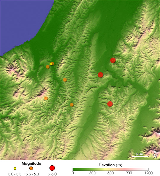 Earthquakes near Niigata, Japan