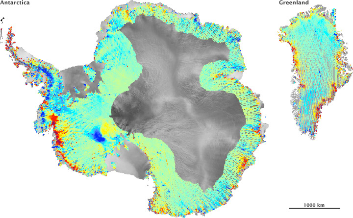 Fast-Flowing Glaciers Thin Greenland and Antarctic Ice Sheets