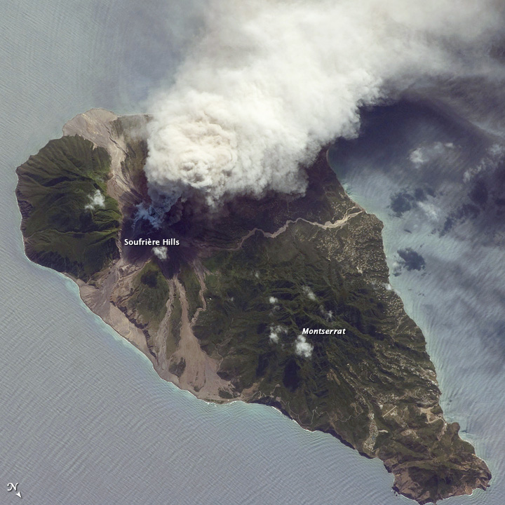 Ash and Steam Plume, Soufriere Hills Volcano, Montserrat