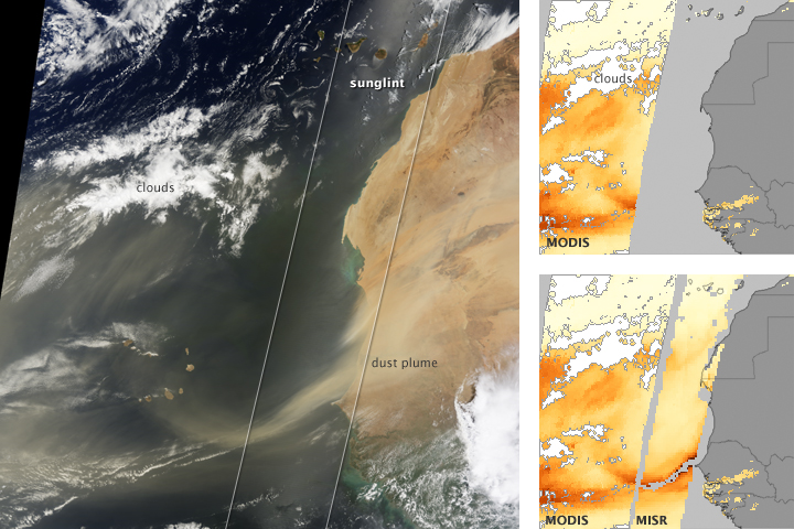 Terra Tracks Atlantic Dust Storms