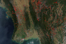 Fires in Burma, Thailand, Laos, and Vietnam