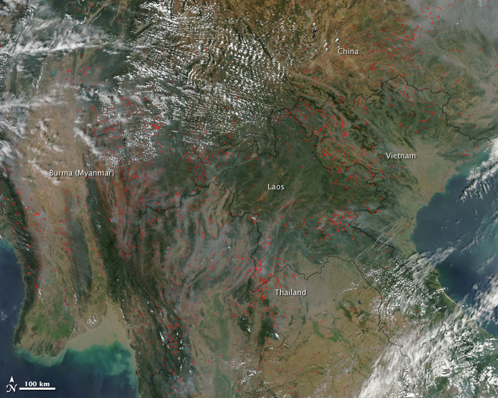 Fires in Burma, Thailand, Laos, Vietnam, China