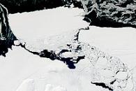 Collision Calves Iceberg from Mertz Glacier Tongue, Antarctica Collision Calves Iceberg from Mertz Glacier Tongue, Antarctica