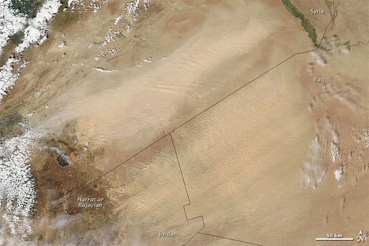 Dust Plumes over Jordan, Syria, and Iraq