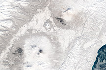 Four Erupting Kamchatka Volcanoes