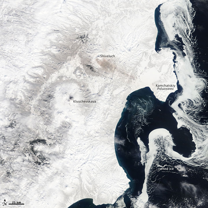 Sea Ice Imitates the Shoreline along the Kamchatka Peninsula