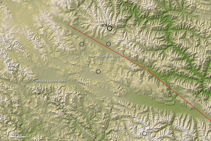 Earthquake on Tibetan Plateau, Qinghai, China