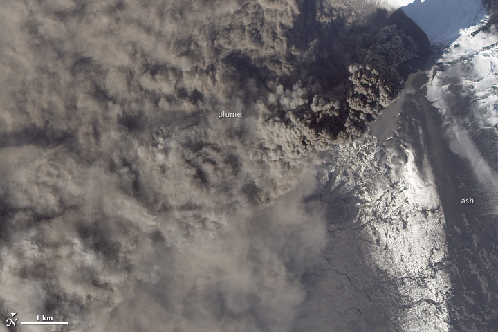 Detailed View of Ash Plume at EyjafjallajÃ¶kull Volcano