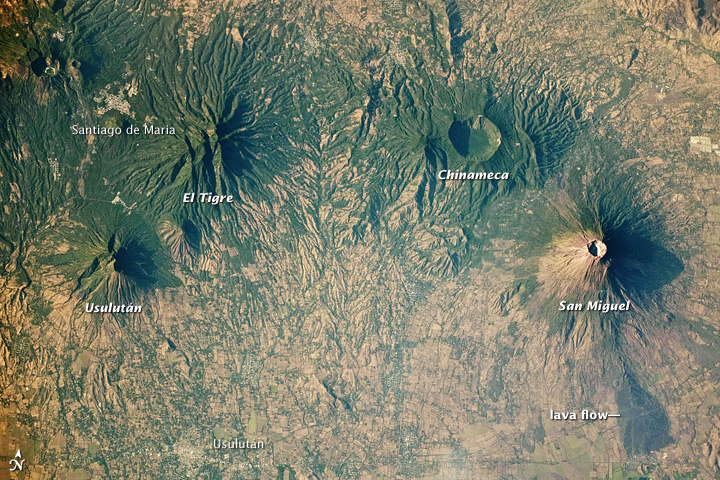 Volcanoes near Usulután, El Salvador