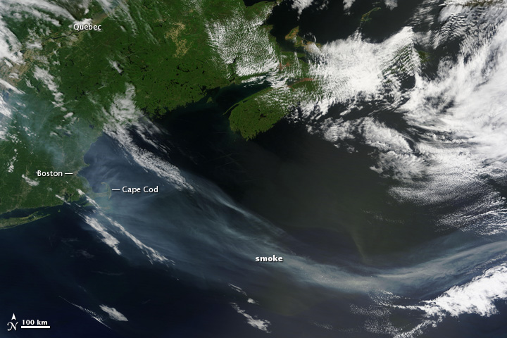 Smoke over New England and the North Atlantic