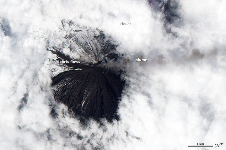 Plume above the Clouds from Klyuchevskaya Volcano