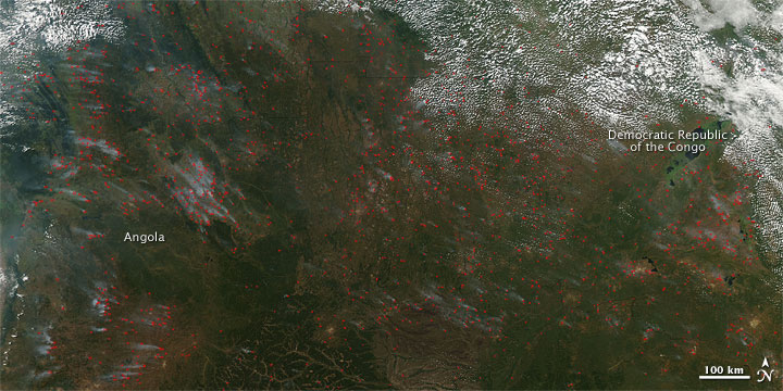 Fires in Angola and Democratic Republic of the Congo