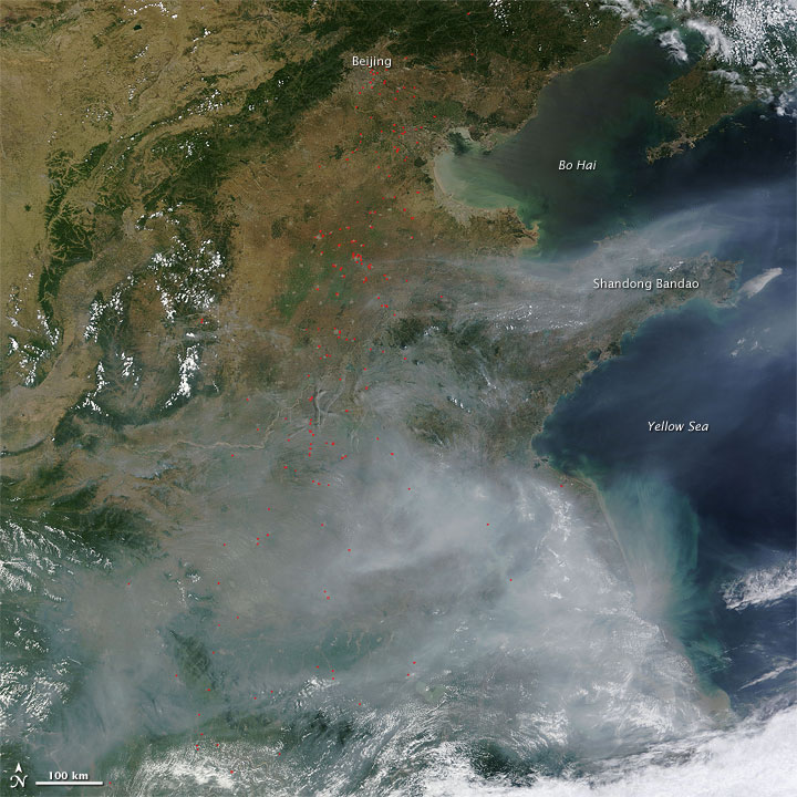 Fires and Smoke in Eastern China
