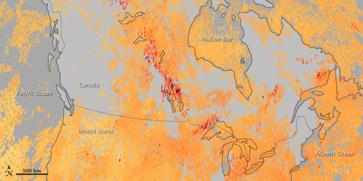 Carbon Monoxide Levels Trace Spread of Smoke Across Canada