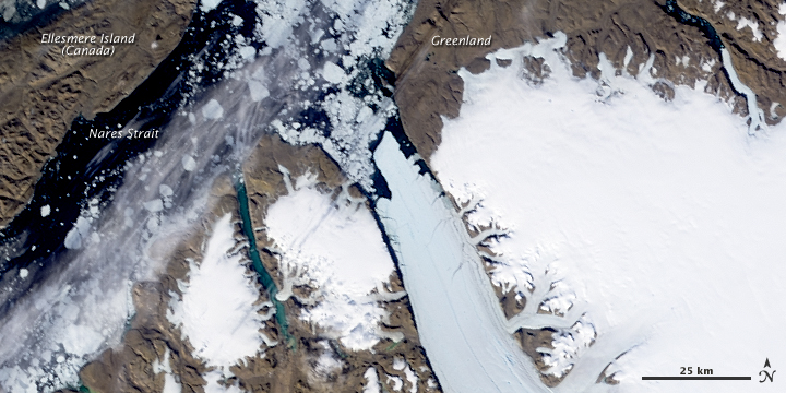 Ice Island calves off Petermann Glacier