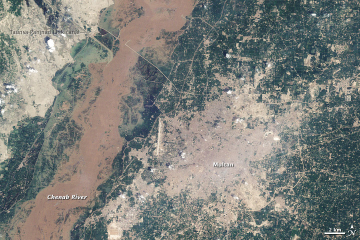 Flooding on the Chenab River, Pakistan