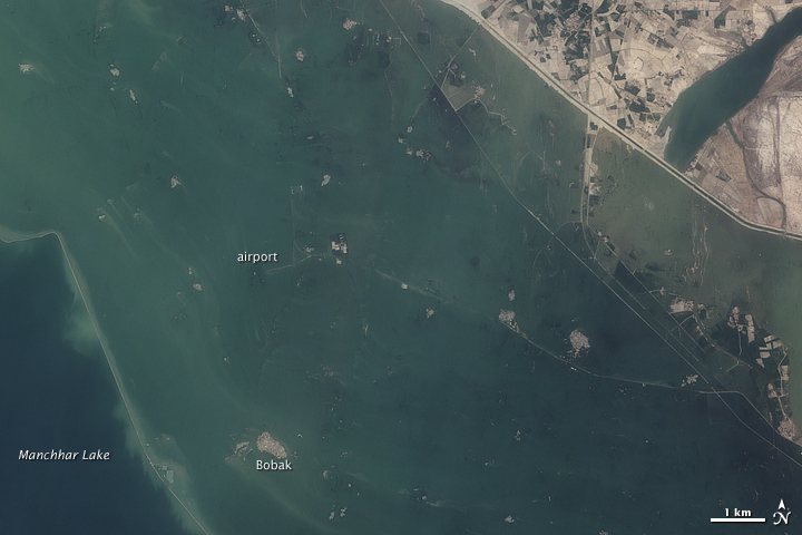 Flooding around Manchhar Lake, Pakistan