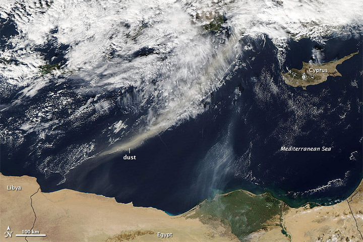 Dust over the Mediterranean Sea