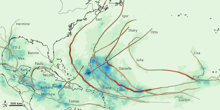 Rainfall from the 2010 Hurricane Season